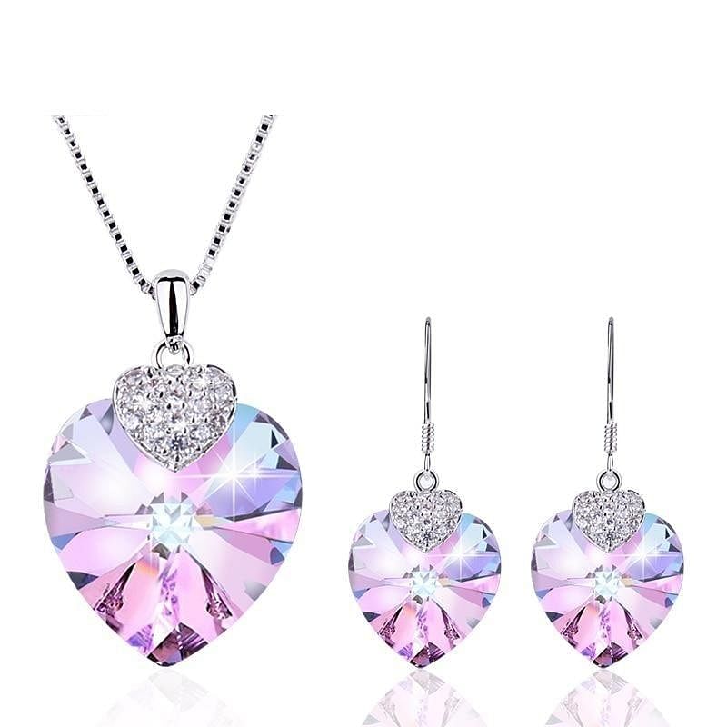 Amethyst Heart Crystal from Swarovski Jewel Set | Swarovski® Crystal - Jewelry Set - Swarovski Crystal