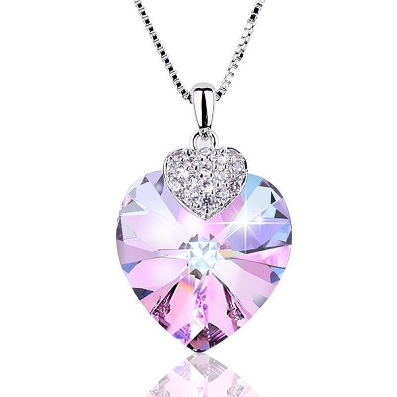 Amethyst Heart Crystals from Swarovski Pendant Necklace | Swarovski® Crystal - Necklace - Swarovski Crystal