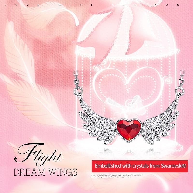 Angel Dream Wings Necklace | S925 Silver Swarovski® - Necklace - D’ Love • Swarovski Crystal - D’ Charmz