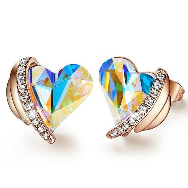 Angel Eternal Love Earrings | Swarovski® Crystal - Aurora Boreale / Gold Plated - Earrings - D’ Love • Swarovski Crystal - D’ Charmz