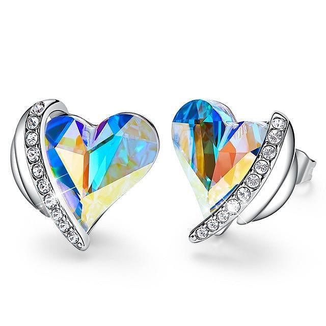 Angel Eternal Love Earrings | Swarovski® Crystal - Aurora Boreale / Rhodium Plated - Earrings - D’ Love • Swarovski Crystal - D’ Charmz