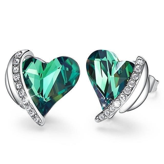Angel Eternal Love Earrings | Swarovski® Crystal - Green / Rhodium Plated - Earrings - D’ Love • Swarovski Crystal - D’ Charmz