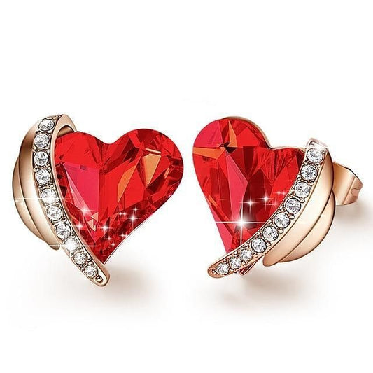 Angel Eternal Love Earrings | Swarovski® Crystal - Red / Gold Plated - Earrings - D’ Love • Swarovski Crystal - D’ Charmz
