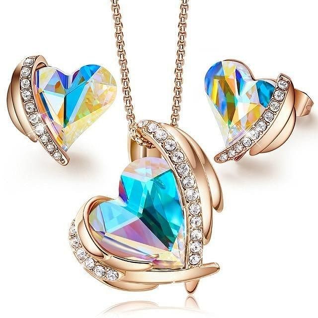 Angel Eternal Love Jewel Set | Swarovski® Crystal - Aurore Boreale Gold - Jewelry Set - D’ Love • Swarovski Crystal - D’ Charmz