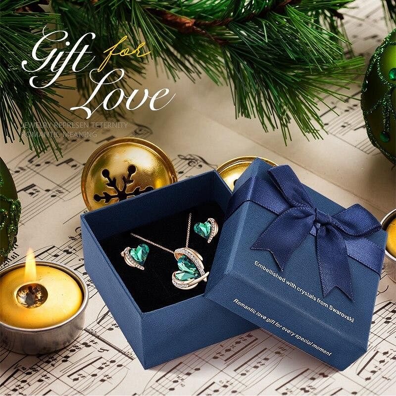 Angel Eternal Love Jewel Set | Swarovski® Crystal - Green Gold In Box - Jewelry Set - D’ Love • Swarovski Crystal - D’ Charmz