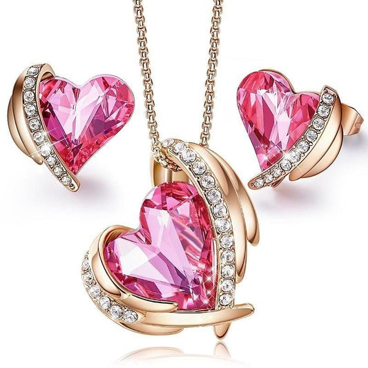 Angel Eternal Love Jewel Set | Swarovski® Crystal - Pink Gold - Jewelry Set - D’ Love • Swarovski Crystal - D’ Charmz
