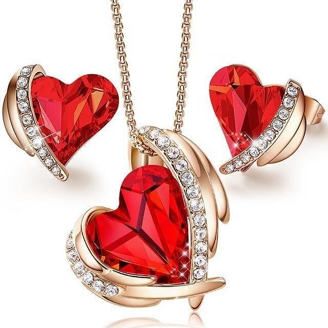 Angel Eternal Love Jewel Set | Swarovski® Crystal - Red Gold - Jewelry Set - D’ Love • Swarovski Crystal - D’ Charmz