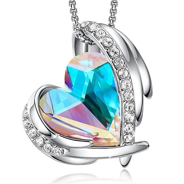 Angel Eternal Love Necklace | Swarovski® Crystal - Aurore Boreale - Necklace - D’ Love • Swarovski Crystal - D’ Charmz