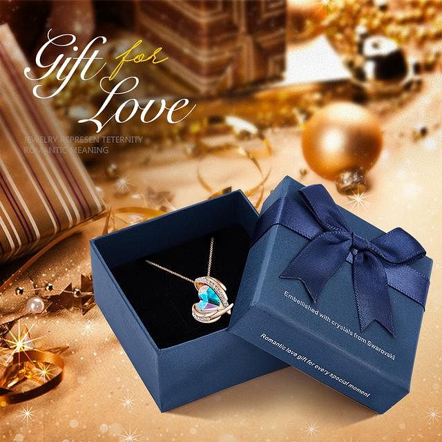 Angel Eternal Love Necklace | Swarovski® Crystal - Aurore Boreale Gold In Box - Necklace - D’ Love • Swarovski Crystal - D’ Charmz