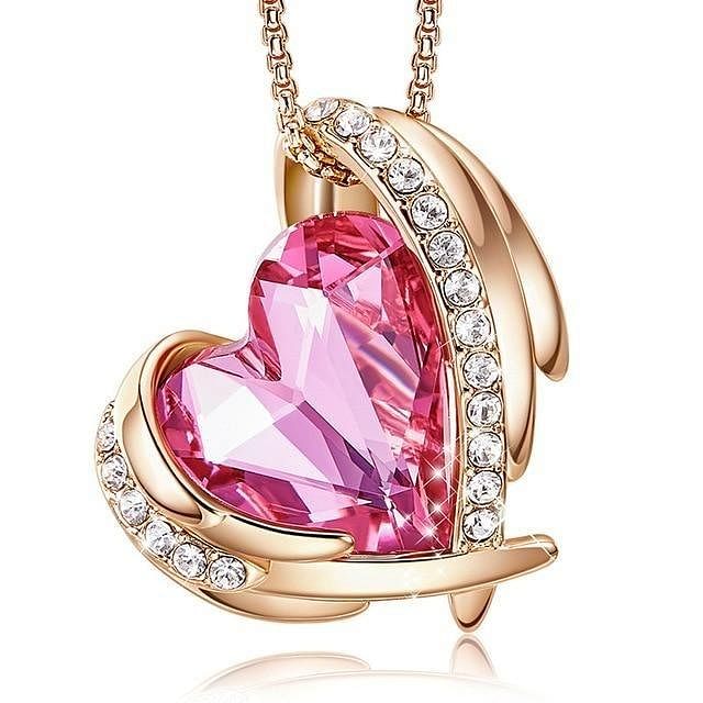 Angel Eternal Love Necklace | Swarovski® Crystal - Pink Gold - Necklace - D’ Love • Swarovski Crystal - D’ Charmz