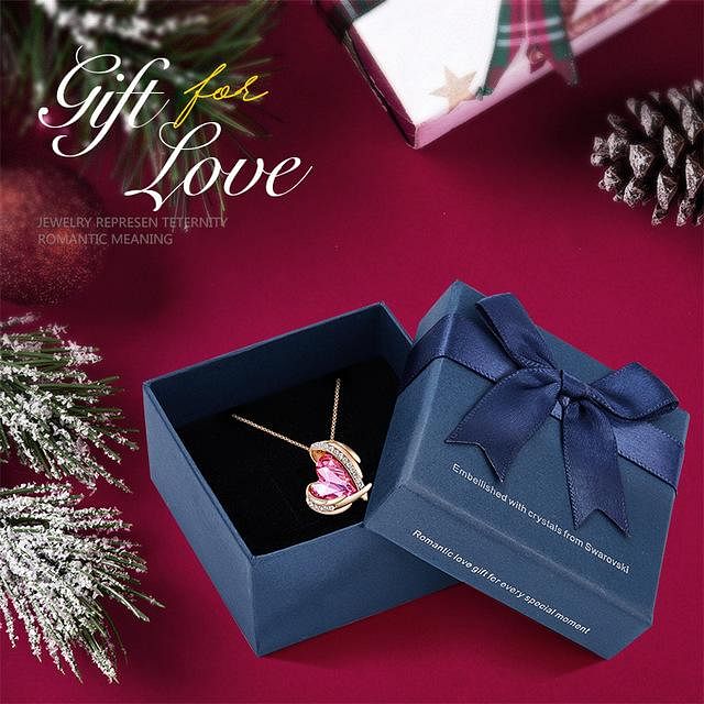 Angel Eternal Love Necklace | Swarovski® Crystal - Pink Gold In Box - Necklace - D’ Love • Swarovski Crystal - D’ Charmz
