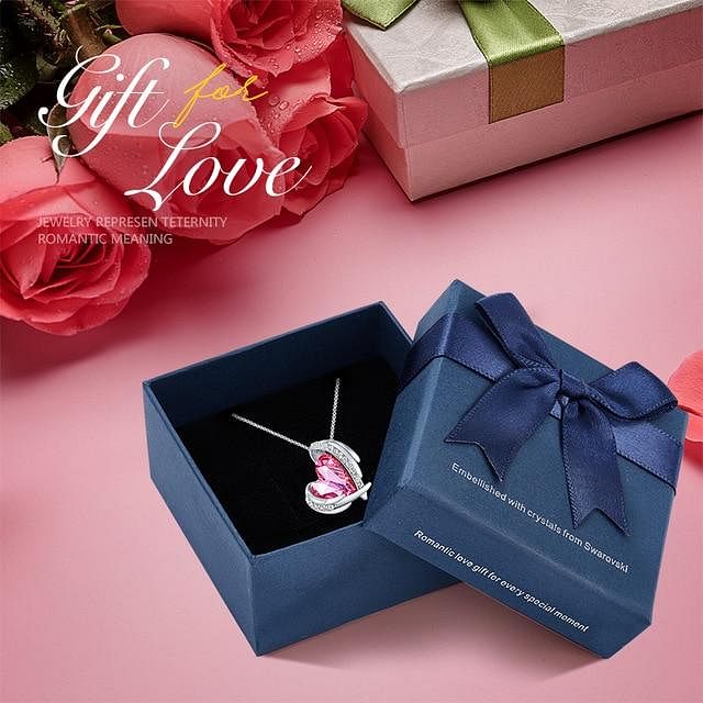 Angel Eternal Love Necklace | Swarovski® Crystal - Pink In Box - Necklace - D’ Love • Swarovski Crystal - D’ Charmz