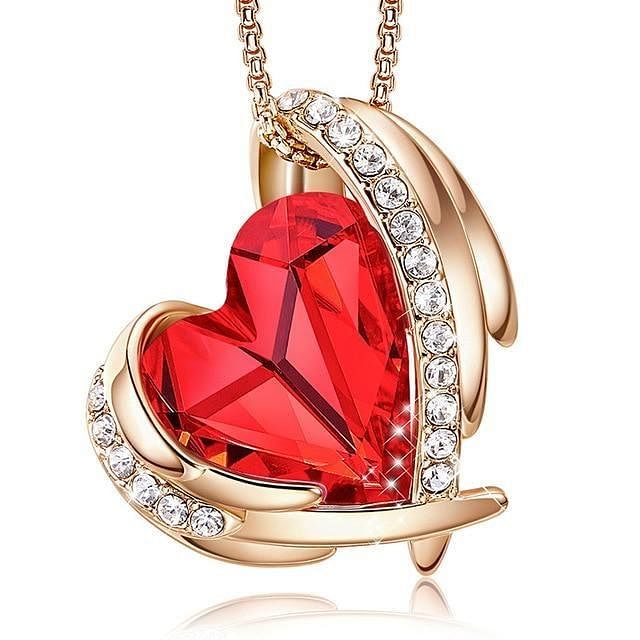 Angel Eternal Love Necklace | Swarovski® Crystal - Red Gold - Necklace - D’ Love • Swarovski Crystal - D’ Charmz