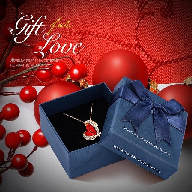 Angel Eternal Love Necklace | Swarovski® Crystal - Red Gold In Box - Necklace - D’ Love • Swarovski Crystal - D’ Charmz