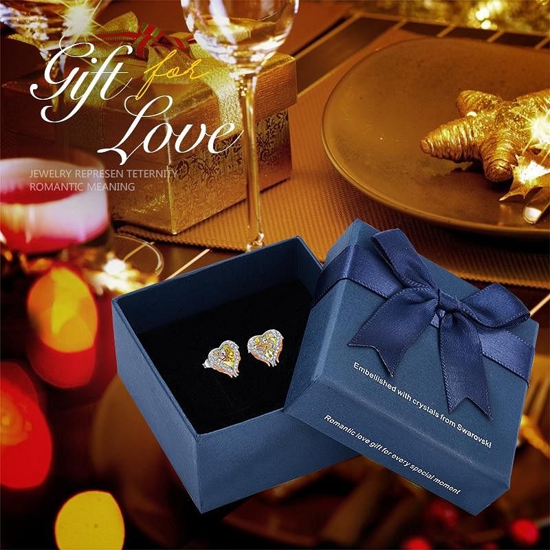 Angel Heart Earrings - Aurore Boreale Gold In Box - Earrings - D’ Love • Swarovski Crystal - D’ Charmz