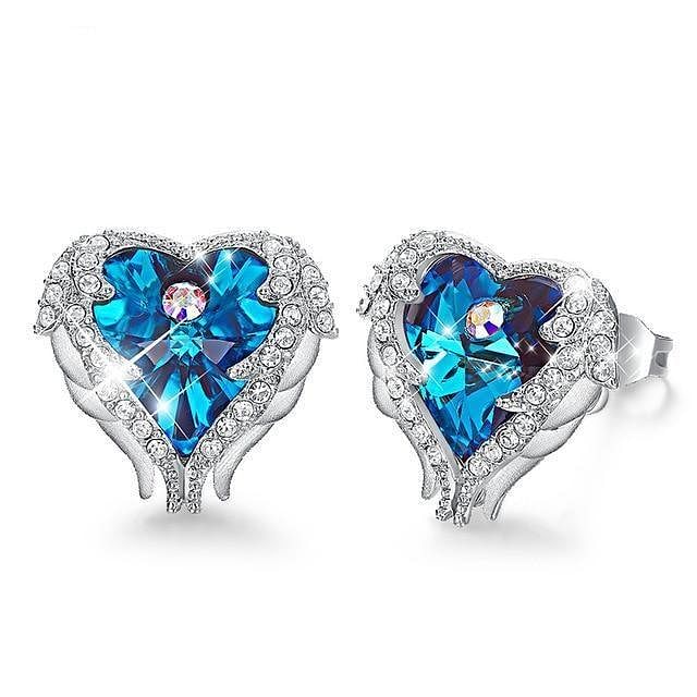Angel Heart Earrings - Blue - Earrings - Swarovski Crystal