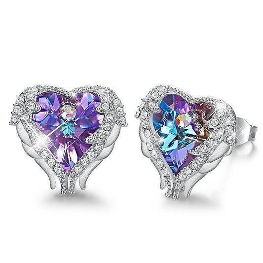 Angel Heart Earrings - Purple - Earrings - Swarovski Crystal