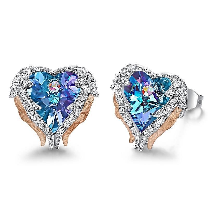 Angel Heart Earrings - Purple Gold - Earrings - D’ Love • Swarovski Crystal - D’ Charmz