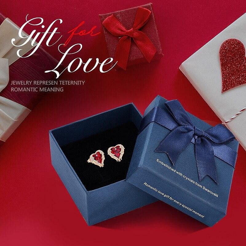 Angel Heart Earrings - Red Gold In Box - Earrings - D’ Love • Swarovski Crystal - D’ Charmz
