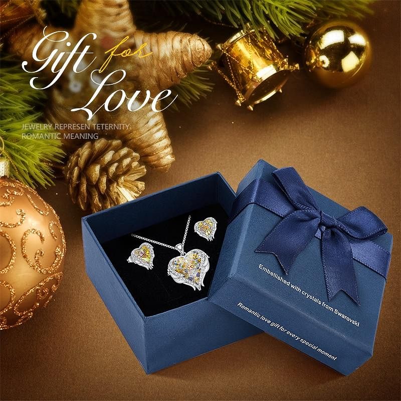 Angel Heart Jewel Set - Aurore Boreale In Box - Jewelry Set - D’ Love • Swarovski Crystal - D’ Charmz