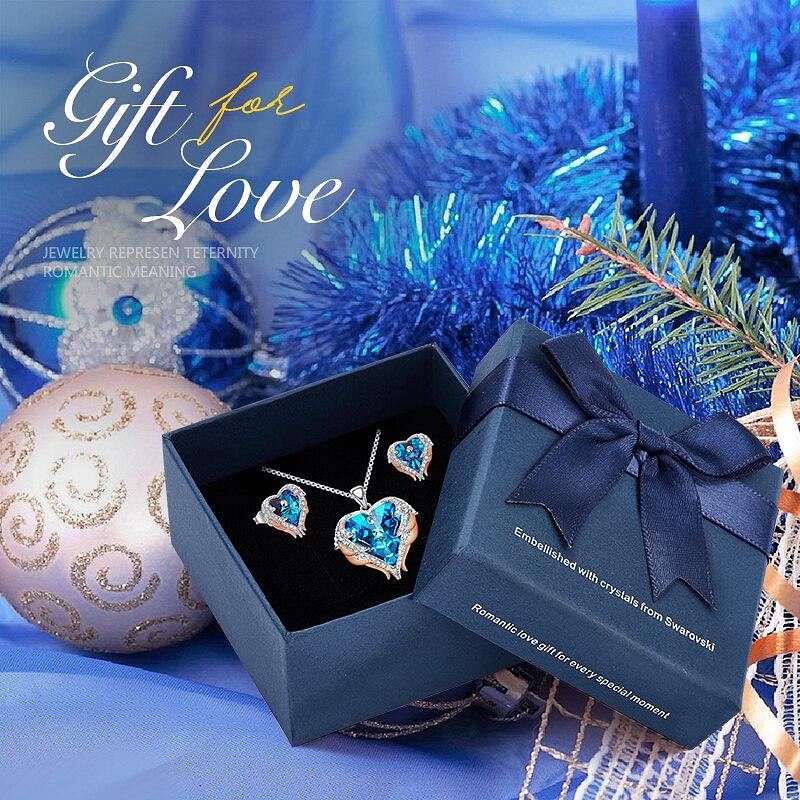 Angel Heart Jewel Set - Blue Gold In Box - Jewelry Set - D’ Love • Swarovski Crystal - D’ Charmz