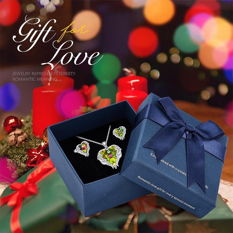 Angel Heart Jewel Set - Olive In Box - Jewelry Set - D’ Love • Swarovski Crystal - D’ Charmz