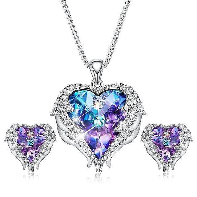 Angel Heart Jewel Set - Purple - Jewelry Set - Swarovski Crystal