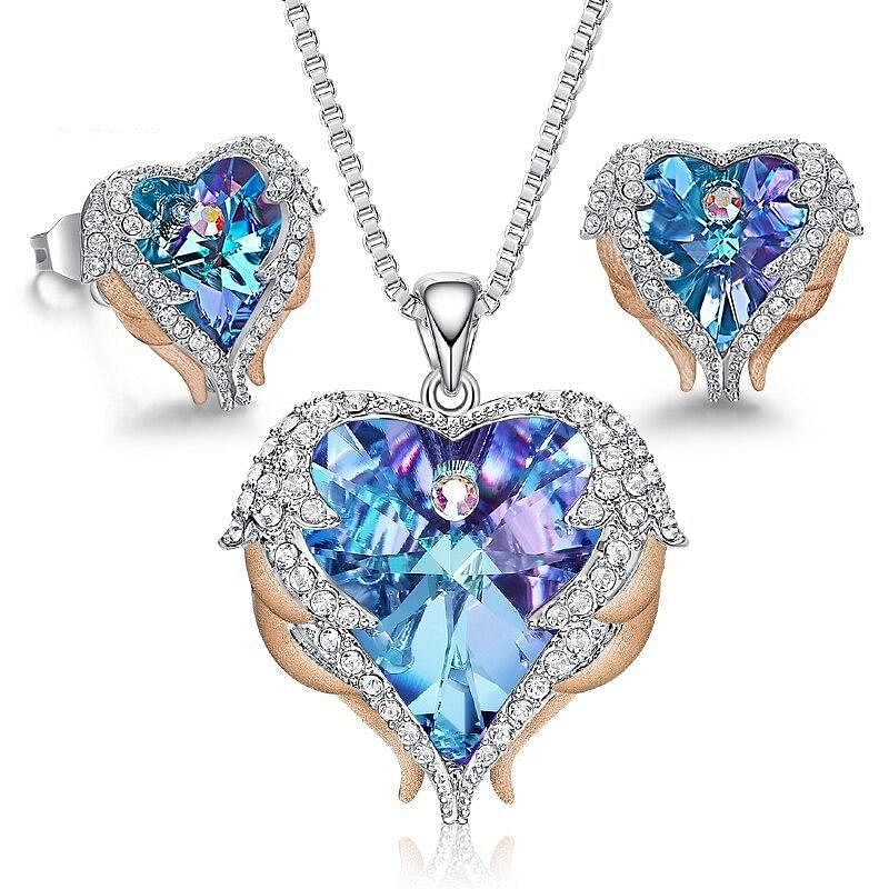 Angel Heart Jewel Set - Purple Gold - Jewelry Set - D’ Love • Swarovski Crystal - D’ Charmz