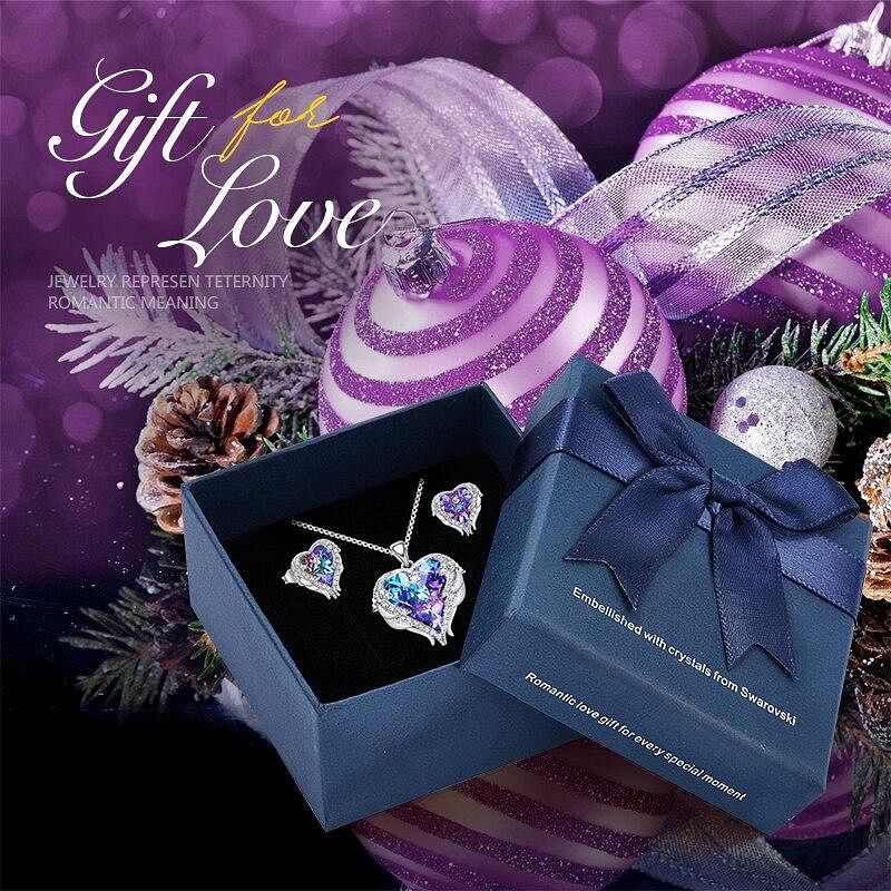 Angel Heart Jewel Set - Purple In Box - Jewelry Set - D’ Love • Swarovski Crystal - D’ Charmz
