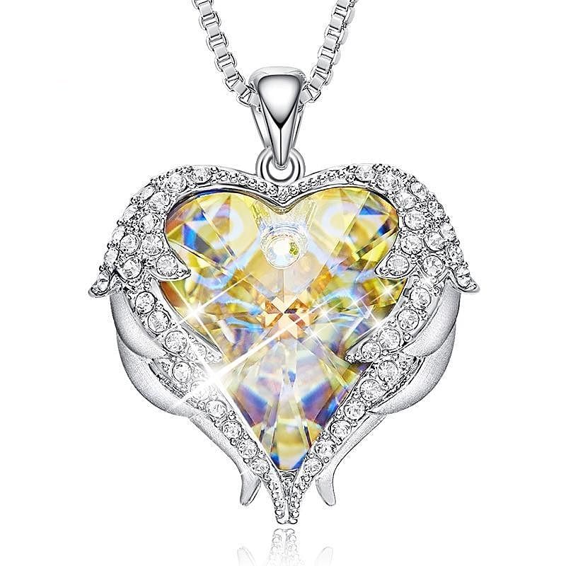 Angel Heart Necklace - Aurore Boreale - Necklace - D’ Love • Swarovski Crystal - D’ Charmz