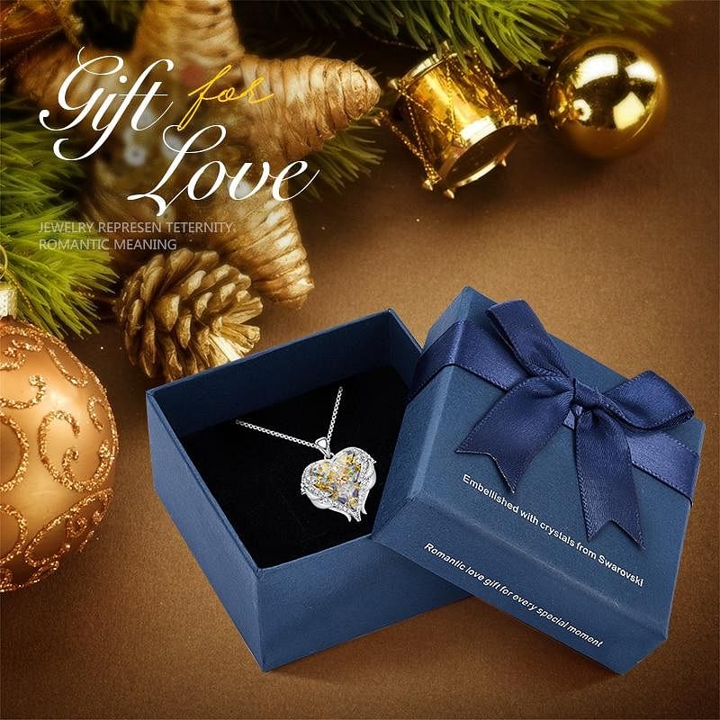 Angel Heart Necklace - Aurore Boreale In Box - Necklace - D’ Love • Swarovski Crystal - D’ Charmz