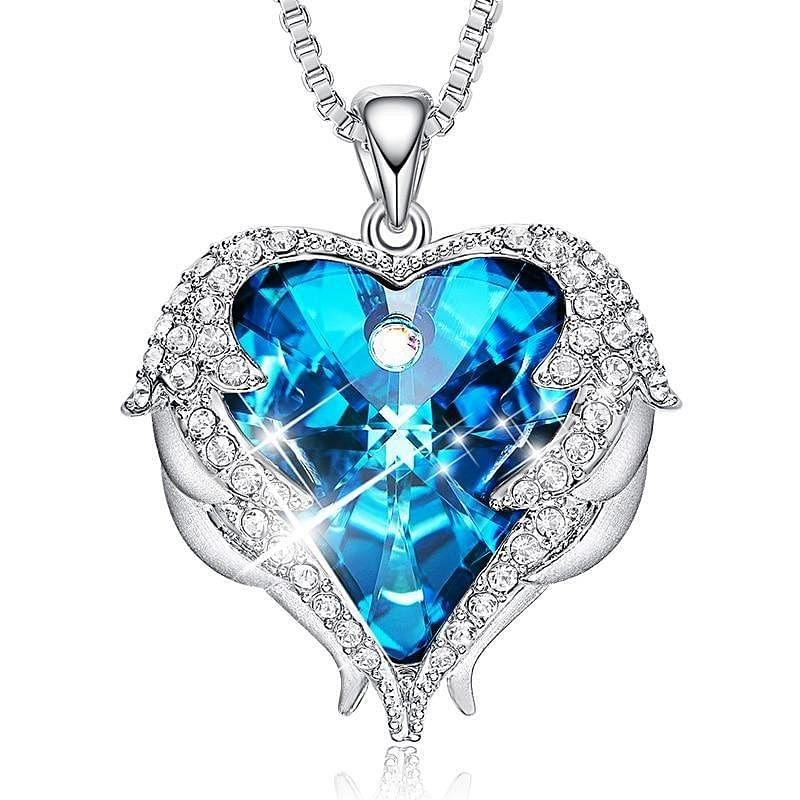 Angel Heart Necklace - Blue - Necklace - D’ Love • Swarovski Crystal - D’ Charmz