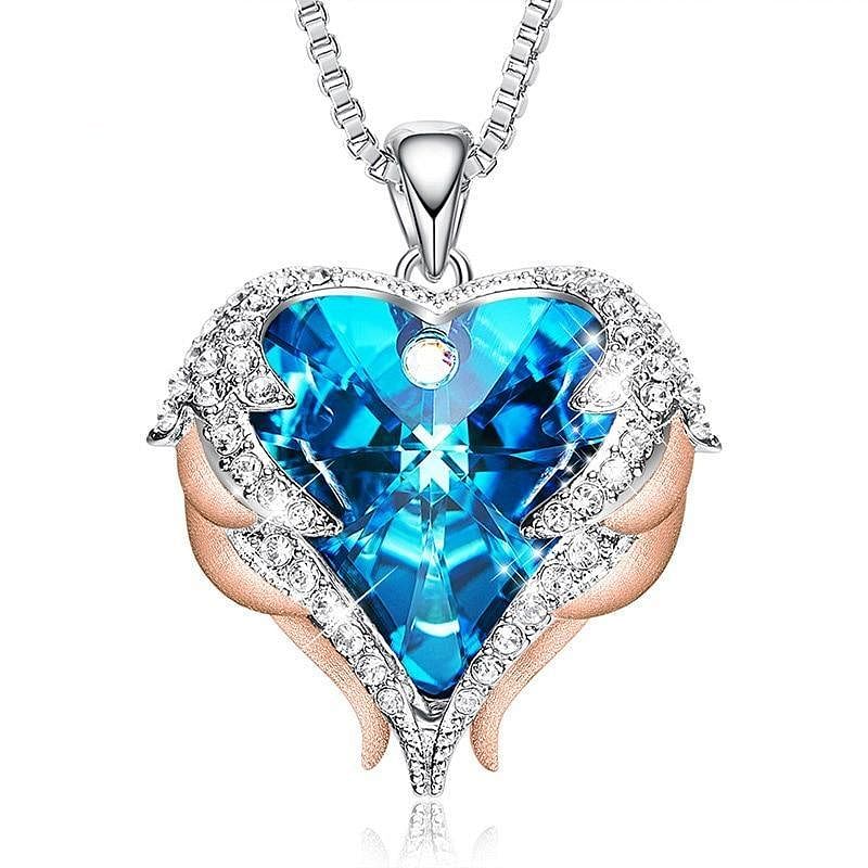 Angel Heart Necklace - Blue Gold - Necklace - D’ Love • Swarovski Crystal - D’ Charmz