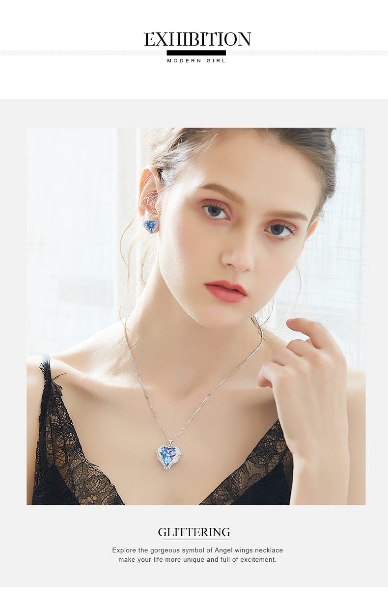 Angel Heart Necklace - Necklace - D’ Love • Swarovski Crystal - D’ Charmz