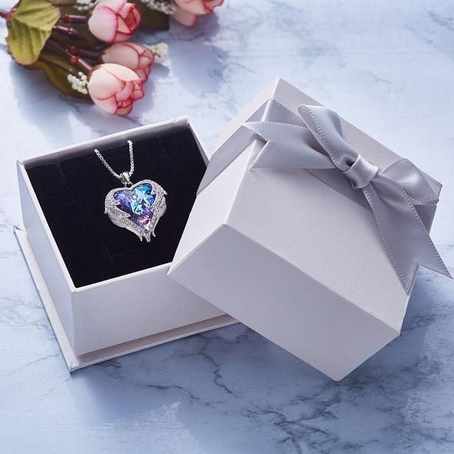Angel Heart Necklace - Purple plus box - Necklace - Swarovski Crystal