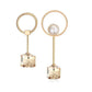 Asymmetric Crystal Cube Dangle Earrings - Golden Shade - Gold - Earrings - Swarovski Crystal