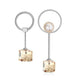 Asymmetric Crystal Cube Dangle Earrings - Golden Shade - White - Earrings - Swarovski Crystal