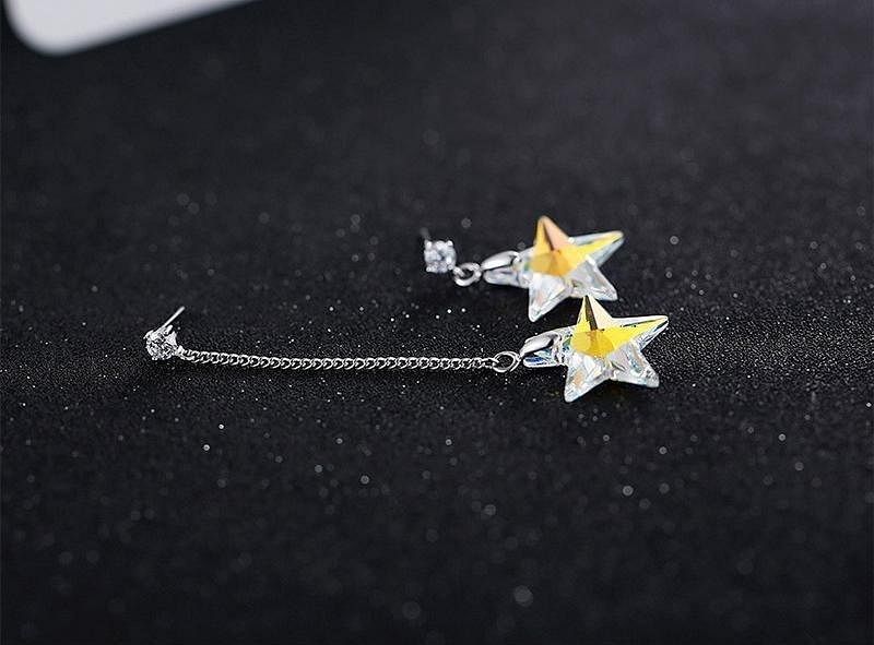 Asymmetric Crystal Star Earrings - Earrings - Swarovski Crystal