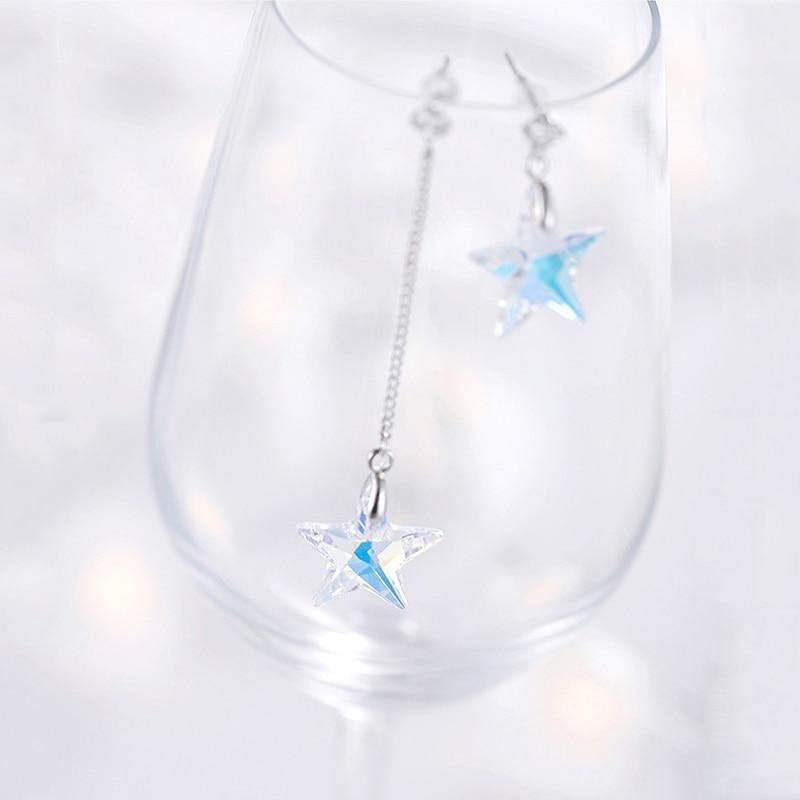 Asymmetric Crystal Star Earrings - Earrings - Swarovski Crystal - Aurore Boreale