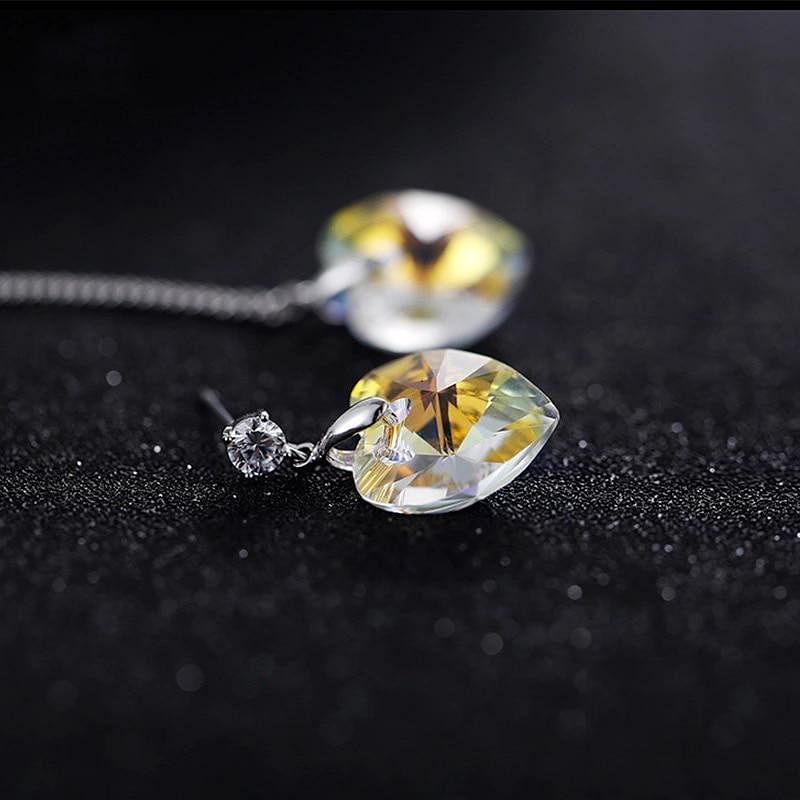 Asymmetric Heart Drop Earrings - Earrings - Swarovski Crystal