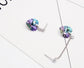 Asymmetric Heart Drop Earrings - Earrings - Swarovski Crystal - Vitrail Light - Purple