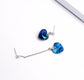 Asymmetric Heart Drop Earrings - Earrings - Swarovski Crystal - Bermuda Blue