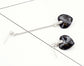 Asymmetric Heart Drop Earrings - Earrings - Swarovski Crystal - Silver Night - Black