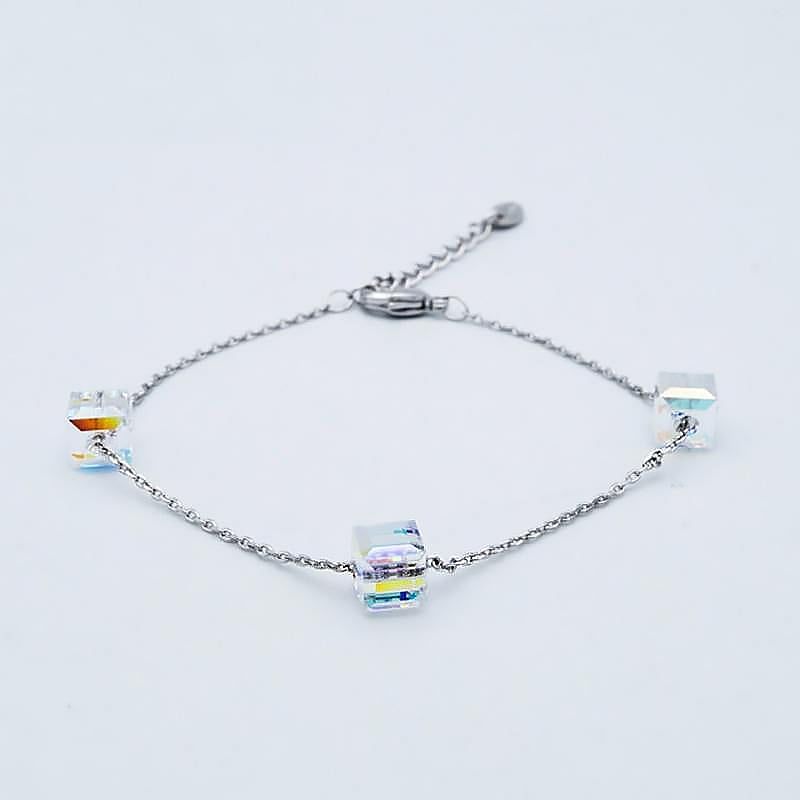 Aurore Cube Beads Jewel Set - Jewelry Set - Swarovski Crystal - Bracelet
