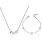 Aurore Cube Beads Jewel Set - Jewelry Set - Swarovski Crystal - Bracelet - Necklace - Aurore Boreale