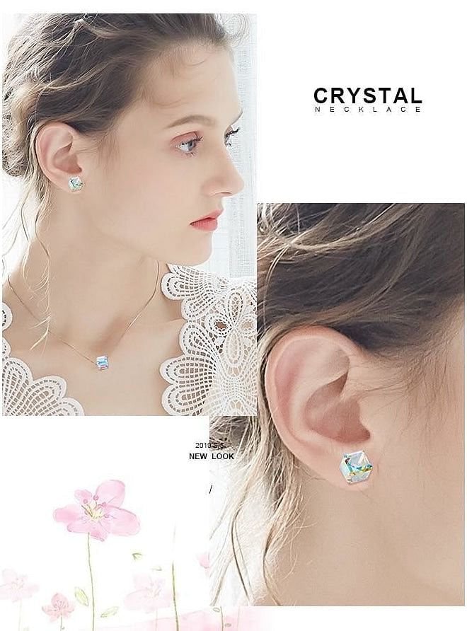 Aurore Cube Jewel Set | 925 Silver - Jewelry Set - Swarovski Crystal