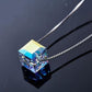 Aurore Cube Necklace | 925 Silver - AB color - Necklace - Swarovski Crystal