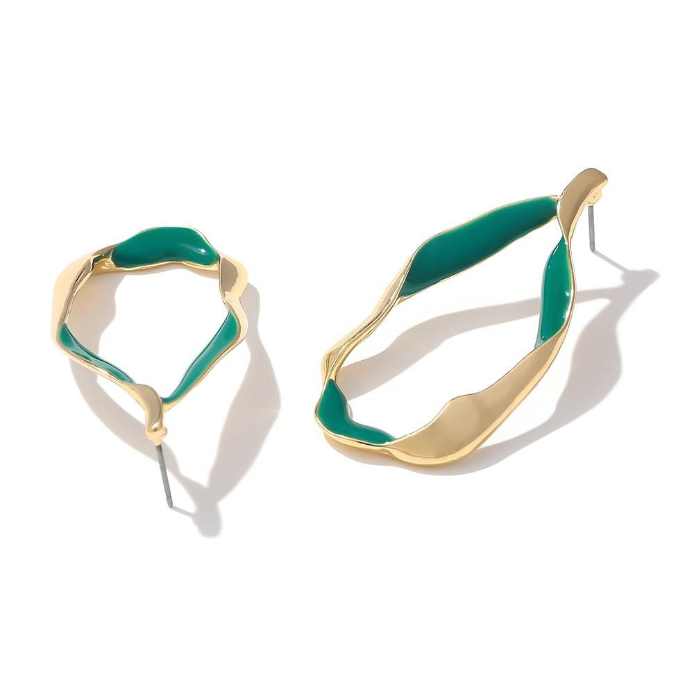 Charm Green Enamel Metal Stud Earrings - Earrings - Chic & Glam • Statement Earrings • Trendy - D’ Charmz