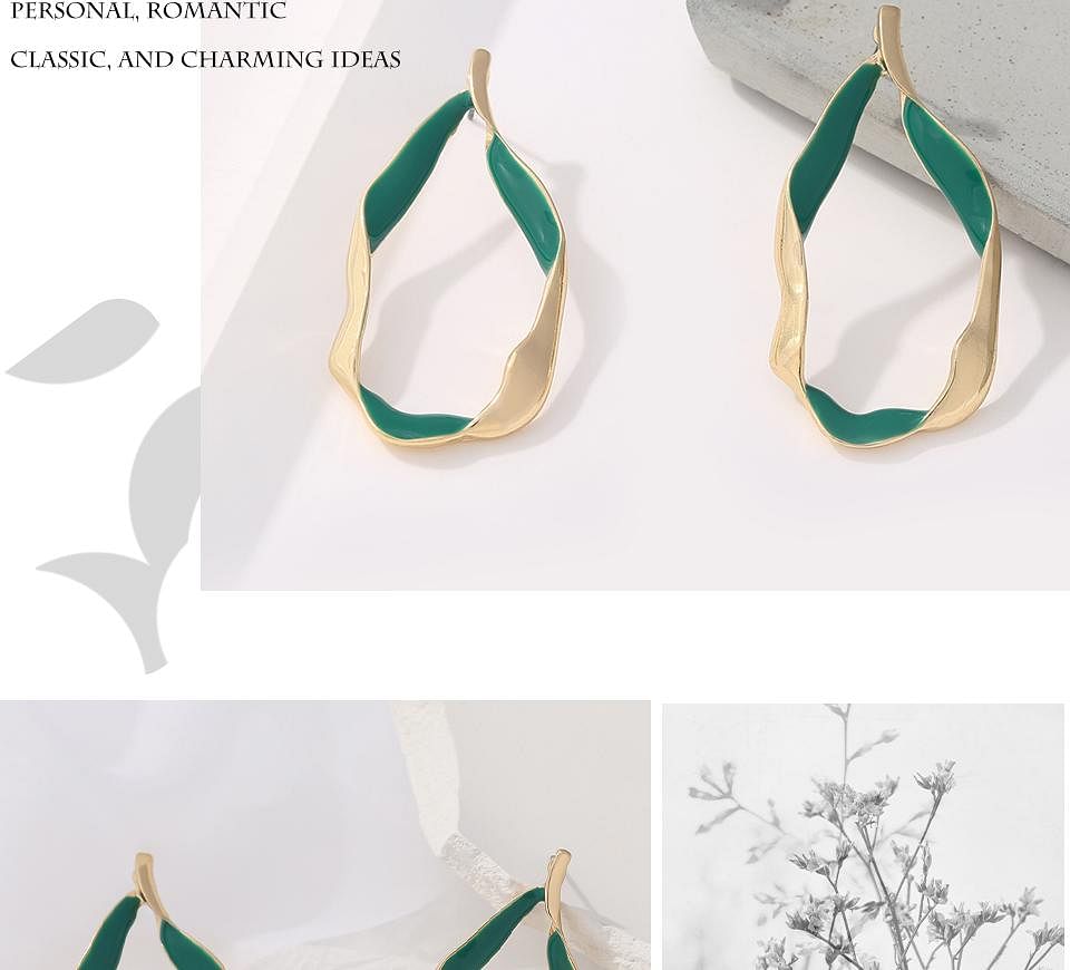 Charm Green Enamel Metal Stud Earrings - Earrings - Chic & Glam • Statement Earrings • Trendy - D’ Charmz