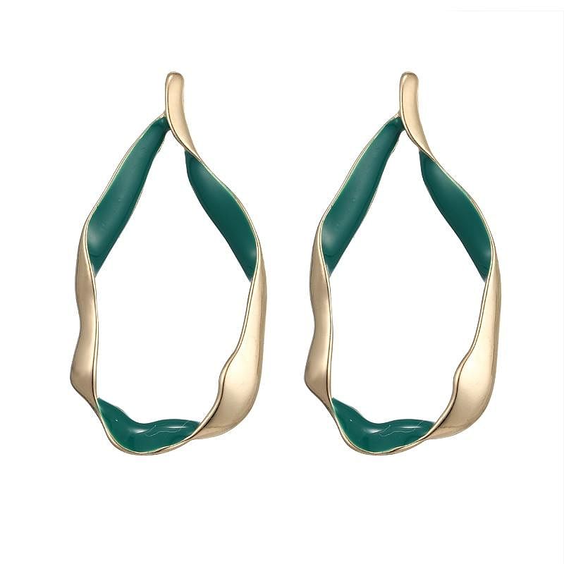 Charm Green Enamel Metal Stud Earrings - Green - Earrings - Chic & Glam • Statement Earrings • Trendy - D’ Charmz
